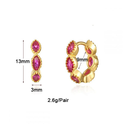 1 Pair Ins Style Round Butterfly Inlay Copper Zircon 24k Gold Plated Earrings