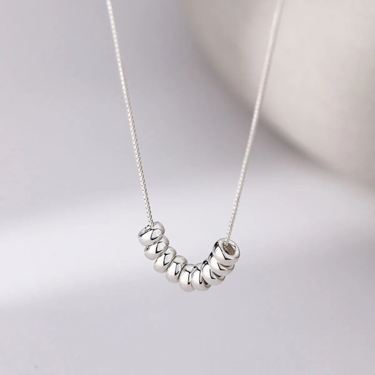 Ins Style Round Solid Color Silver Plated Women's Necklace