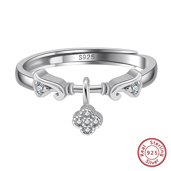 Ins Style S925 Sterling Silver Fourleaf Clover Pendant Opening Ring And Bracelet With Electroplating Treatment