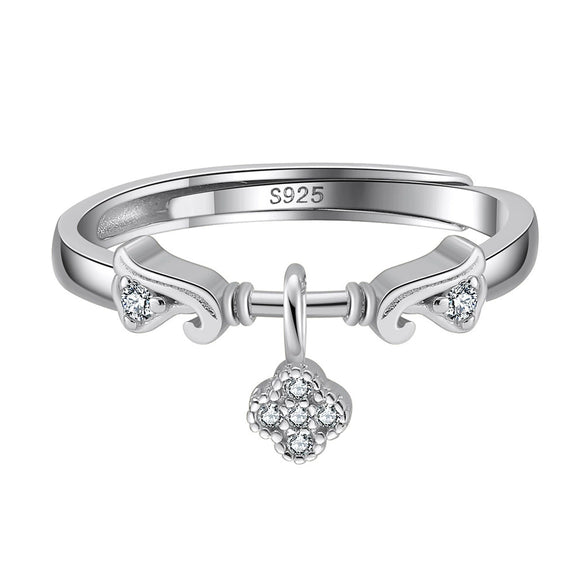 Ins Style S925 Sterling Silver Fourleaf Clover Pendant Opening Ring And Bracelet With Electroplating Treatment