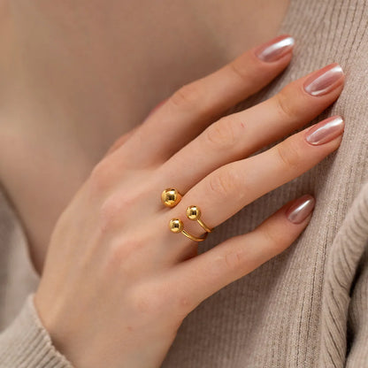 Ins Style Simple Style Ball Stainless Steel Plating 18k Gold Plated Open Ring