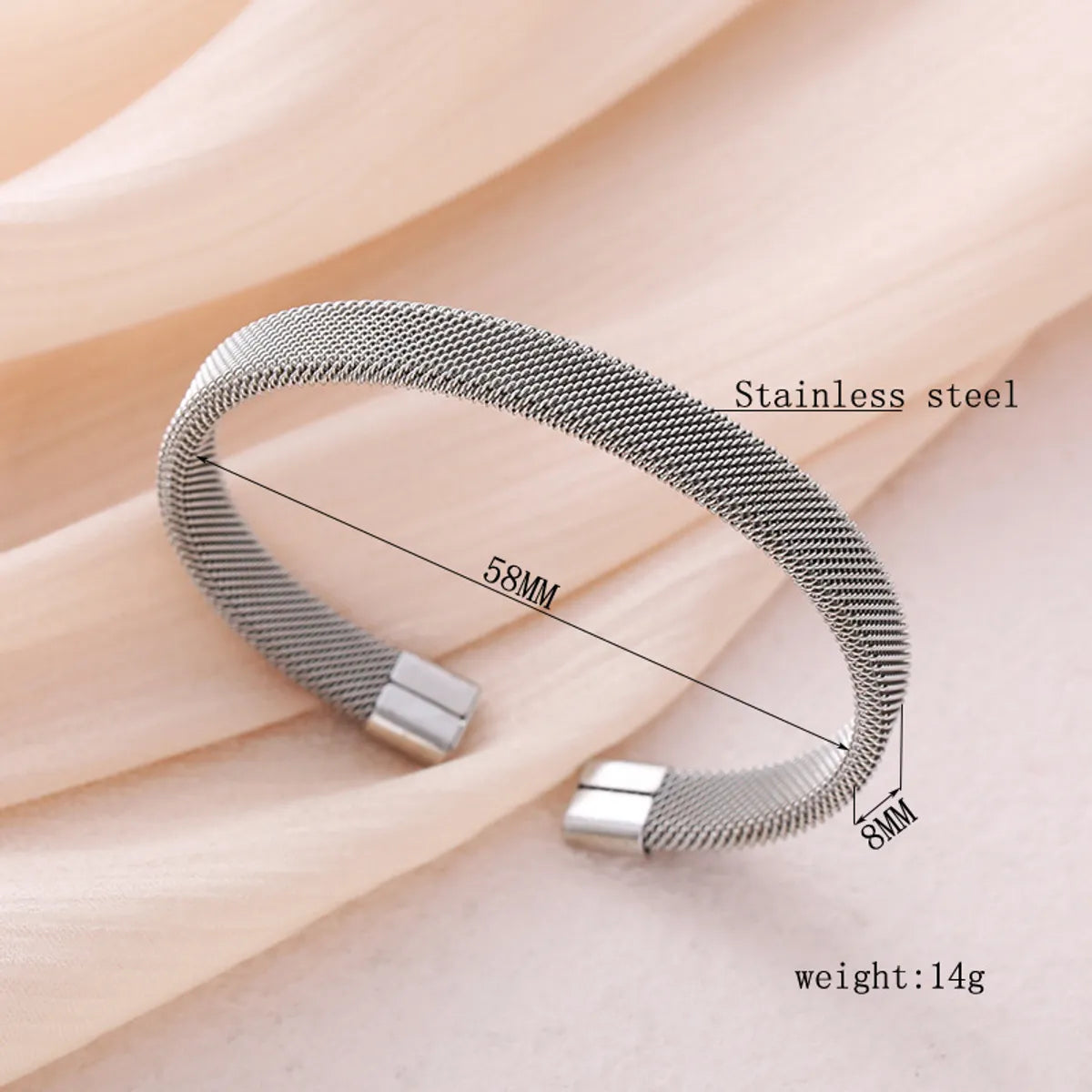 Ins Style Simple Style C Shape Solid Color Stainless Steel Plating Cuff Bracelets