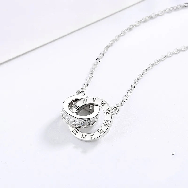 Ins Style Simple Style Circle Number Sterling Silver Plating Inlay Zircon Women'S Bracelets Earrings Necklace