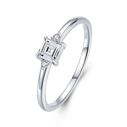 Ins Style Simple Style Classic Style Square Sterling Silver Plating Inlay Zircon 14k Gold Plated Rhodium Plated Rings