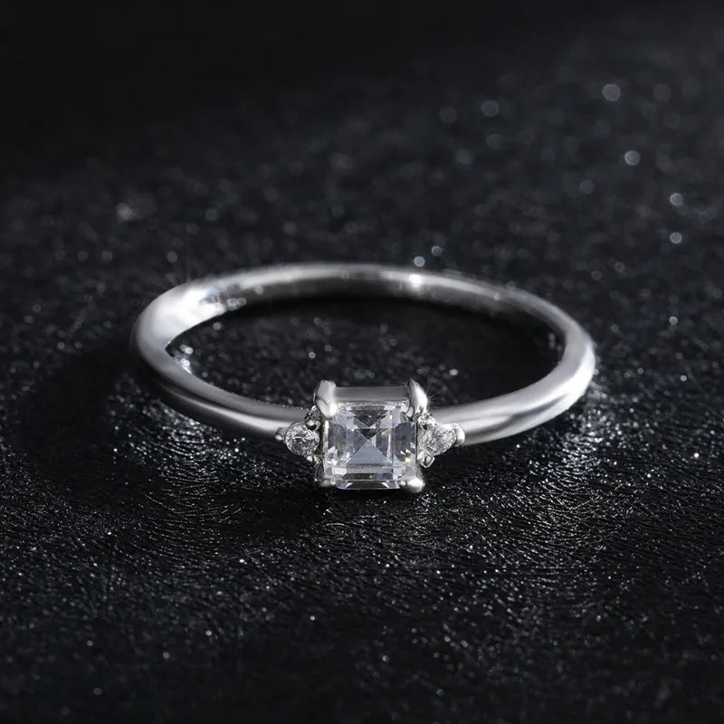 Ins Style Simple Style Classic Style Square Sterling Silver Plating Inlay Zircon 14k Gold Plated Rhodium Plated Rings