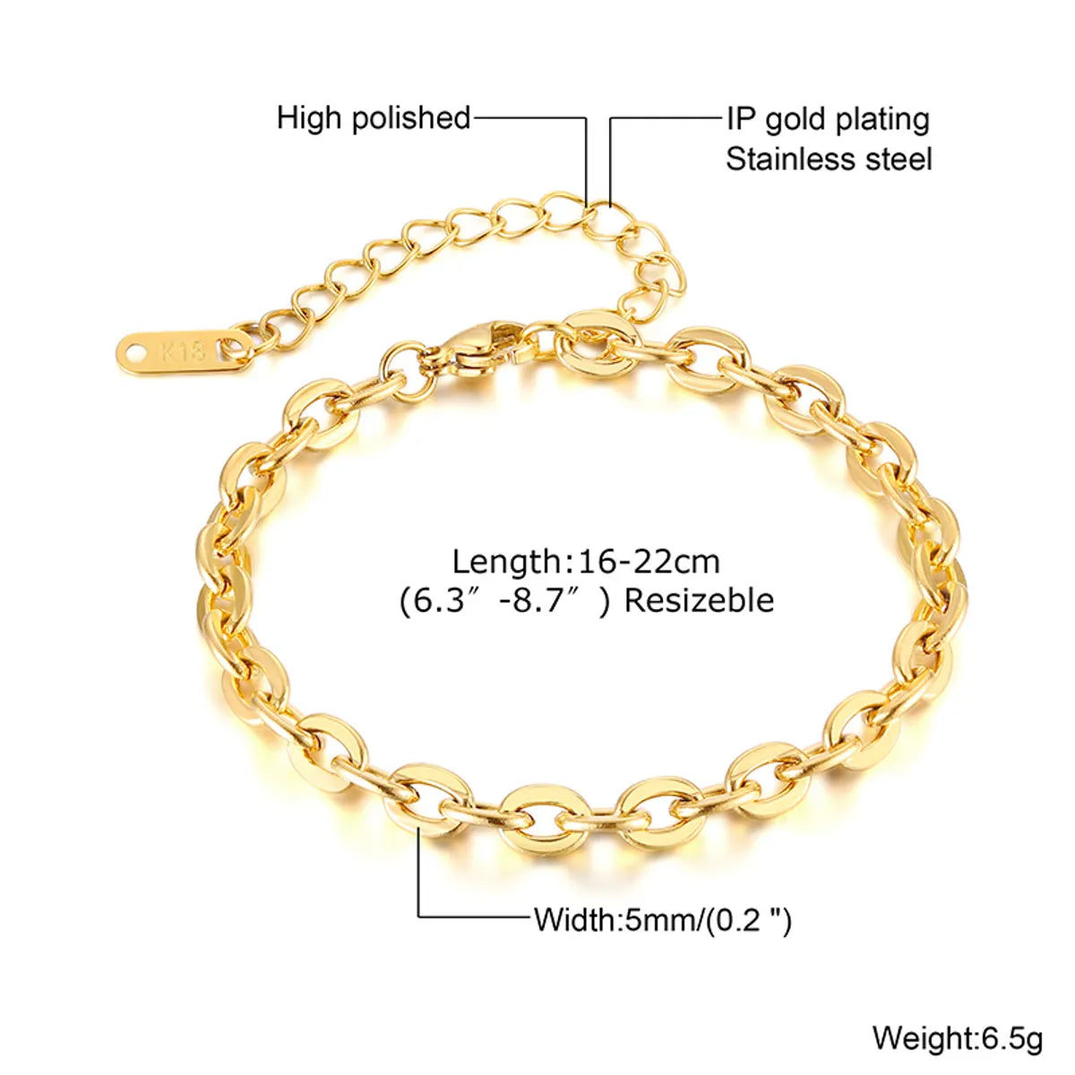 INS Style Simple Style Cross 201 Stainless Steel 18K Gold Plated Bracelets In Bulk