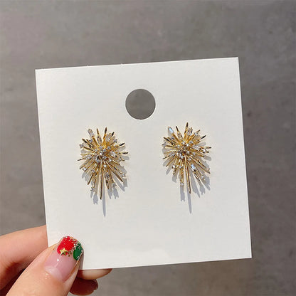 Ins Style Simple Style Fireworks Alloy Plating Inlay Rhinestones Women's Ear Studs