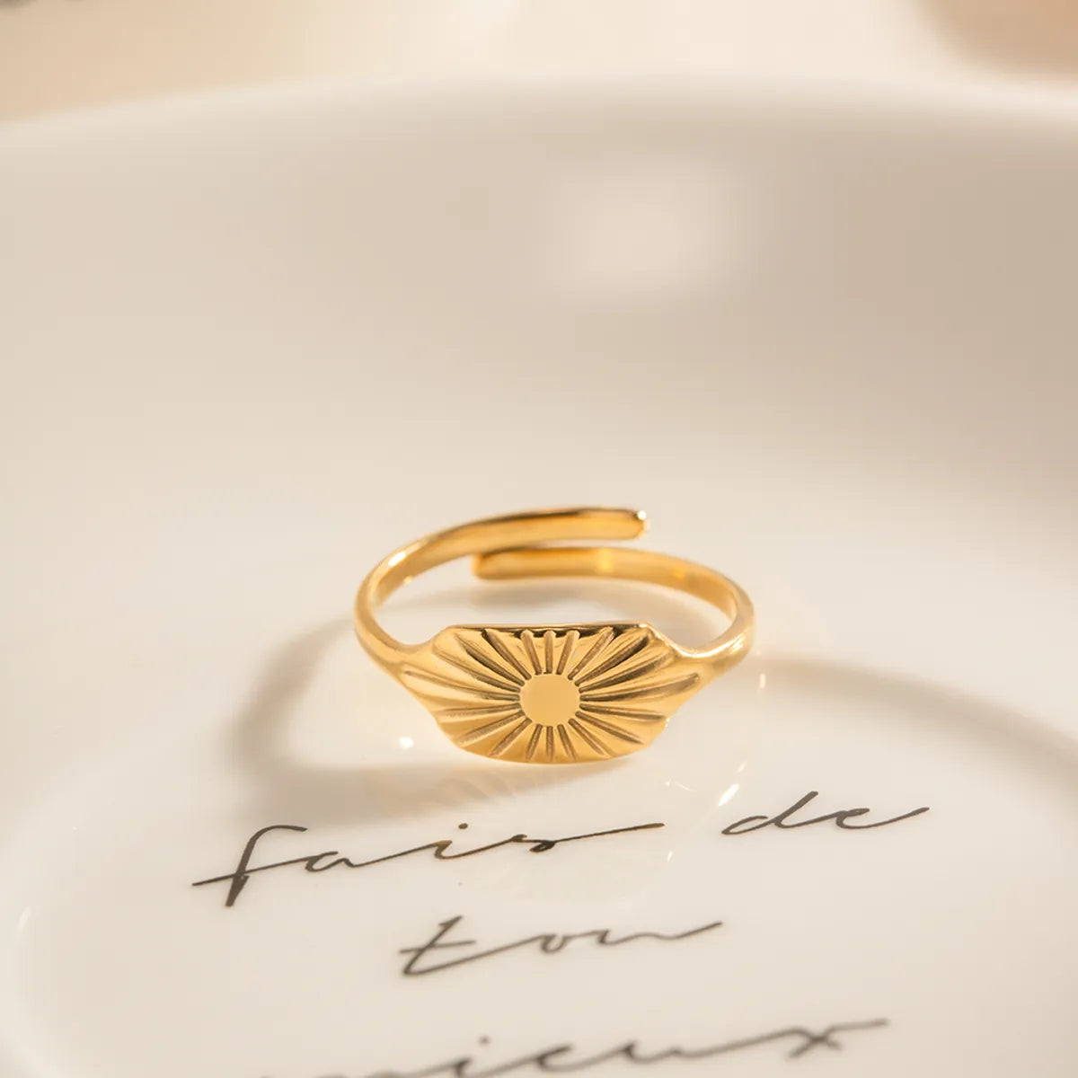 Ins Style Simple Style Floral Stainless Steel Plating 18k Gold Plated Open Ring