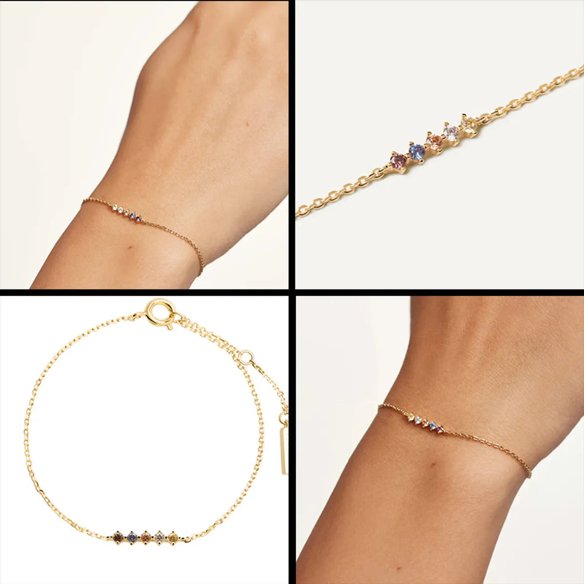 Ins Style Simple Style Geometric Sterling Silver Plating Inlay Zircon 18k Gold Plated Bracelets