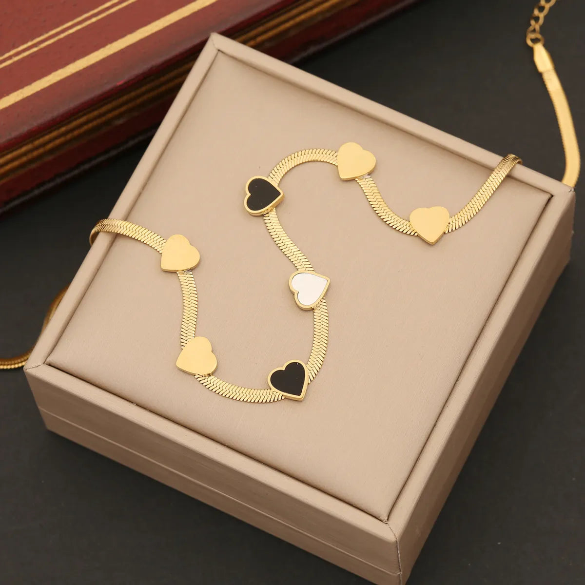 Stainless Steel 18K Gold Plated Simple Style Heart Shape Bracelets Earrings Necklace