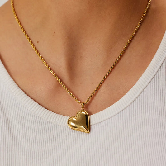 Ins Style Simple Style Heart Shape Stainless Steel Plating 18k Gold Plated Pendant Necklace Long Necklace