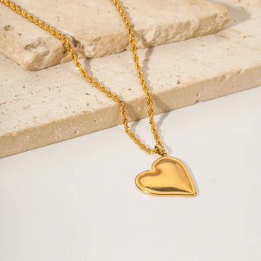 Ins Style Simple Style Heart Shape Stainless Steel Plating 18k Gold Plated Pendant Necklace Long Necklace