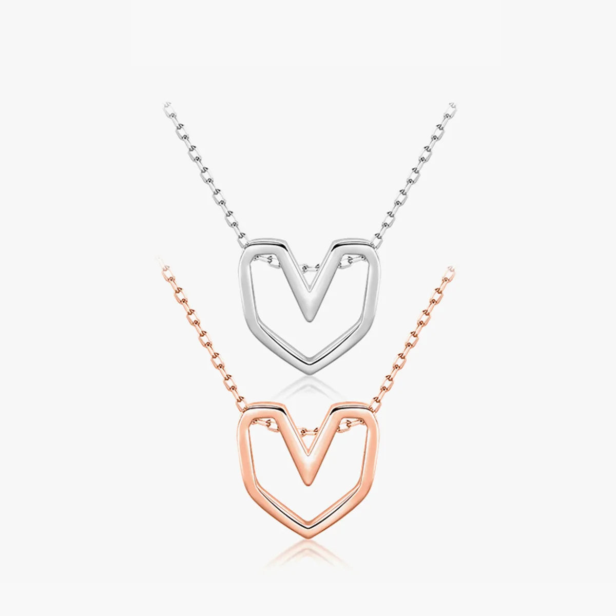 Ins Style Simple Style Heart Shape Sterling Silver Plating Hollow Out Rose Gold Plated Rhodium Plated Necklace