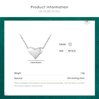 Ins Style Simple Style Heart Shape Sterling Silver Plating Rhodium Plated Necklace