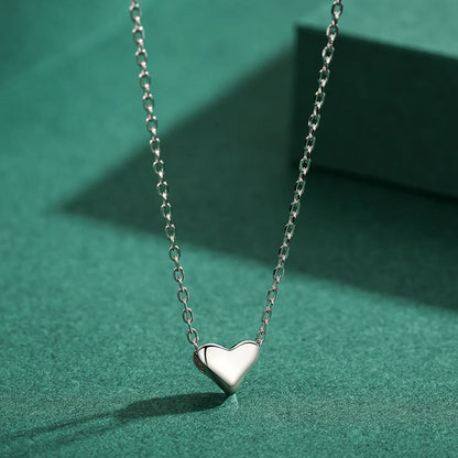 Ins Style Simple Style Heart Shape Sterling Silver Plating Rhodium Plated Necklace