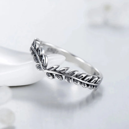 Ins Style Simple Style Leaves Sterling Silver Plating Inlay Zircon Rings