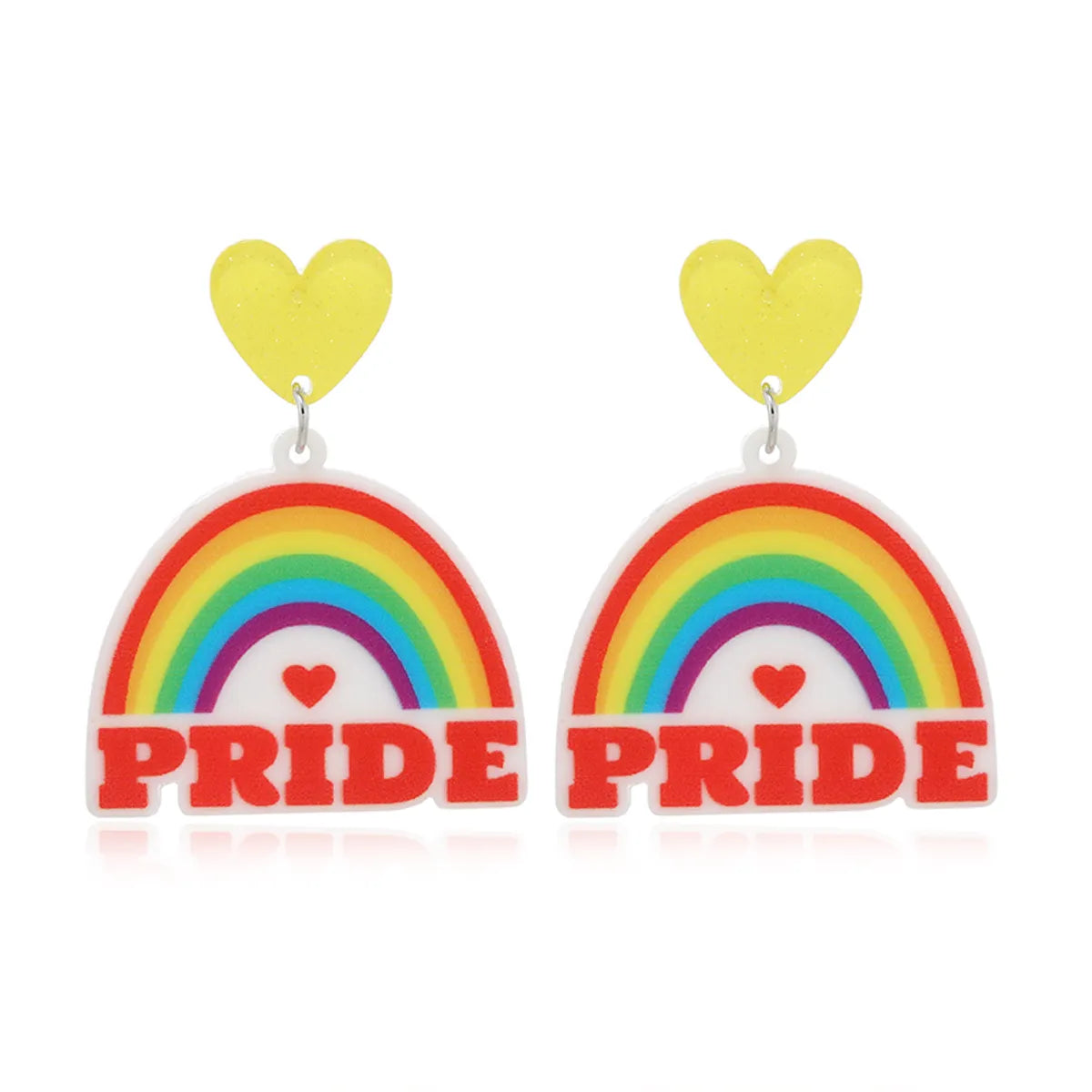 Ins Style Simple Style Letter Rainbow Heart Shape Arylic Alloy Women's Drop Earrings