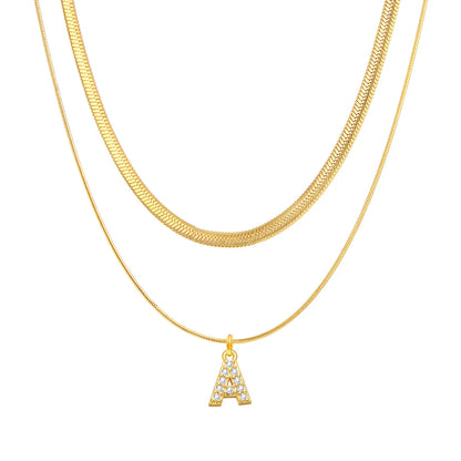 Ins Style Simple Style Letter Stainless Steel Plating Inlay Zircon 18k Gold Plated Layered Necklaces