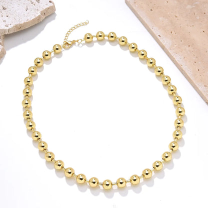 Ins Style Simple Style Round Solid Color Copper Gold Plated Necklace In Bulk