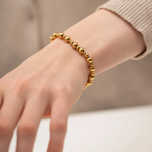 Ins Style Simple Style Round Stainless Steel Beaded Plating 18k Gold Plated Bracelets