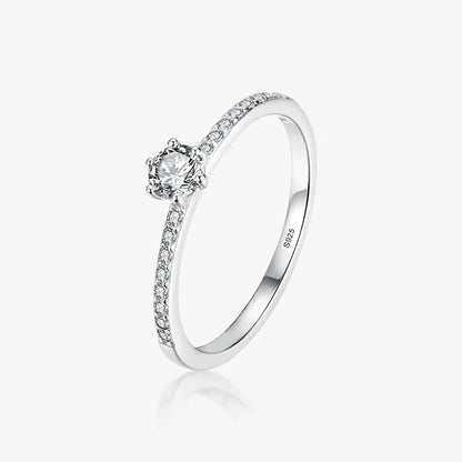 Ins Style Simple Style Round Sterling Silver Plating Inlay Zircon Rhodium Plated Rings