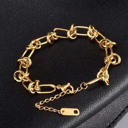 Simple Style Knot Titanium Steel 18k Gold Plated Bracelets