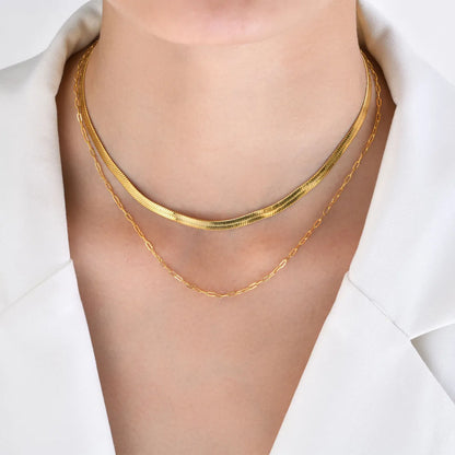 Ins Style Simple Style Solid Color Stainless Steel Plating 18k Gold Plated Layered Necklaces