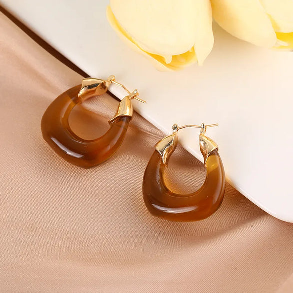 Simple Style U Shape Synthetic Resin Women'S Hoop Earrings