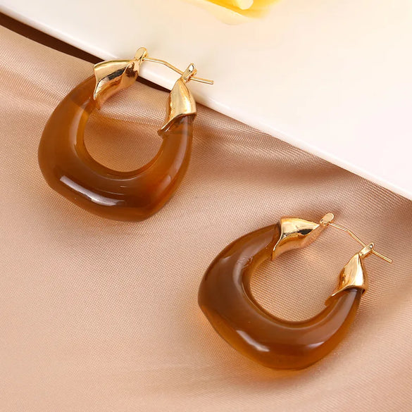 Simple Style U Shape Synthetic Resin Women'S Hoop Earrings