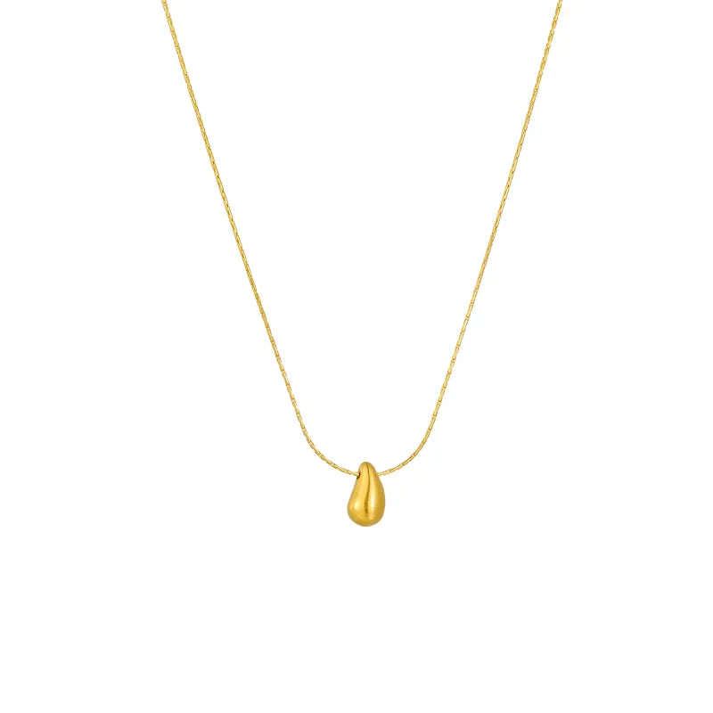 Titanium Steel 18K Gold Plated Simple Style Plating Water Droplets Solid Color Pendant Necklace