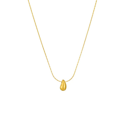 Titanium Steel 18K Gold Plated Simple Style Plating Water Droplets Solid Color Pendant Necklace