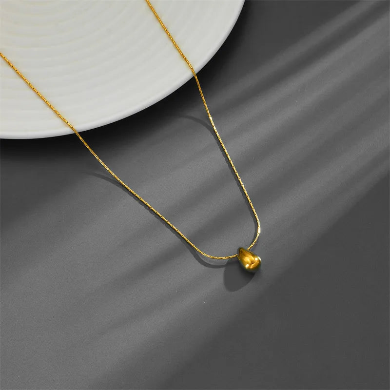 Titanium Steel 18K Gold Plated Simple Style Plating Water Droplets Solid Color Pendant Necklace