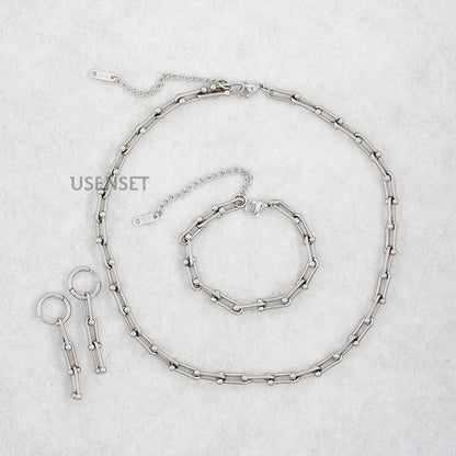 Ins Style Solid Color Stainless Steel Plating Chain Bracelets Earrings Necklace