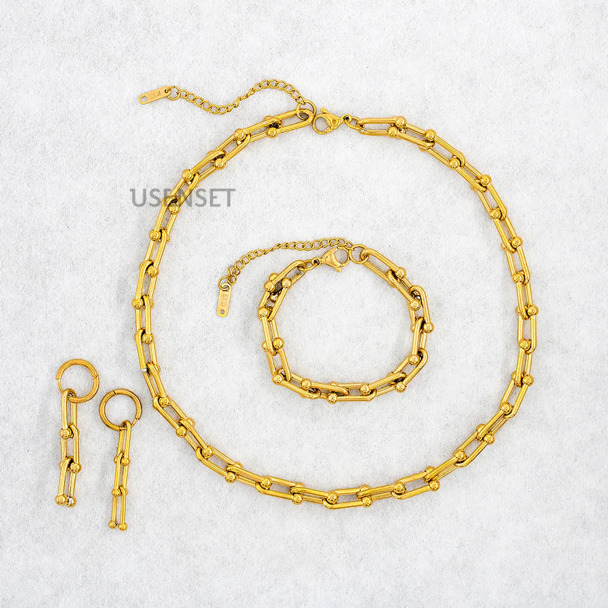 Ins Style Solid Color Stainless Steel Plating Chain Bracelets Earrings Necklace