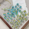 Ins Style Square Glass Glazed Beaded Goldplated Handmade Bracelet Necklace Accessories