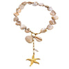 Ins Style Stainless Steel And 18K Gold Geometric Marine Shell Pendant Necklace And Bracelet For Women With Electroplating