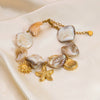 Ins Style Stainless Steel And 18K Gold Geometric Marine Shell Pendant Necklace And Bracelet For Women With Electroplating