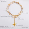 Ins Style Stainless Steel And 18K Gold Geometric Marine Shell Pendant Necklace And Bracelet For Women With Electroplating
