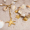 Ins Style Stainless Steel And 18K Gold Geometric Marine Shell Pendant Necklace And Bracelet For Women With Electroplating