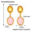 Ins Style Stainless Steel Czech Opal Faceted Stone Jewelry Set Necklace Bracelet Earrings