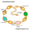 Ins Style Stainless Steel Czech Opal Faceted Stone Jewelry Set Necklace Bracelet Earrings