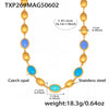 Ins Style Stainless Steel Czech Opal Faceted Stone Jewelry Set Necklace Bracelet Earrings