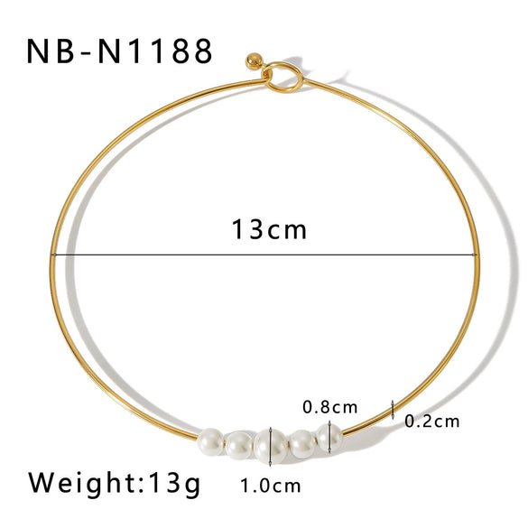 Ins Style Stainless Steel 18K Gold Plated Wavy Sunflower Bow Pearl Pendant Simple Necklace With Vacuum Plating In Furnace For Women