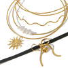 Ins Style Stainless Steel 18K Gold Plated Wavy Sunflower Bow Pearl Pendant Simple Necklace With Vacuum Plating In Furnace For Women