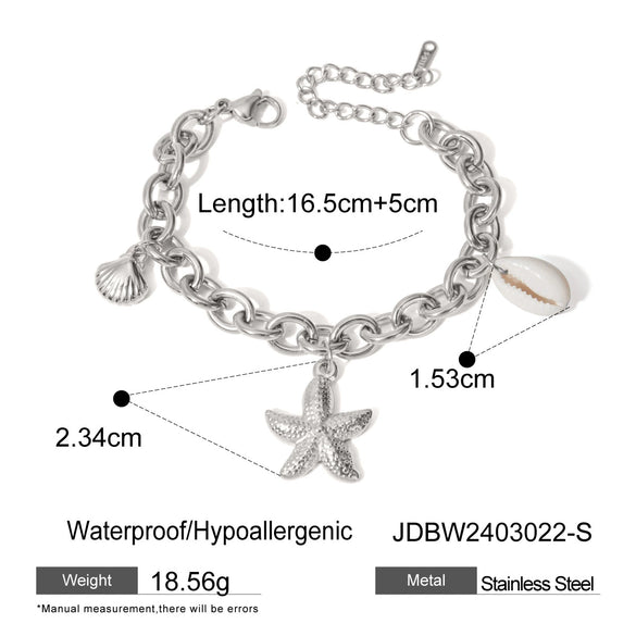 Ins Style Stainless Steel Ocean Animals Zodiac Signs Starfish Shell Conch Necklace With Electroplating