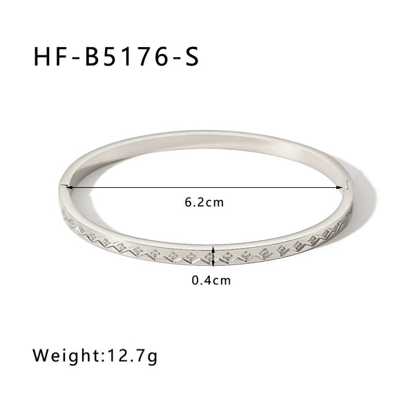 Ins Style Stainless Steel Platinumplated Heartshaped Inlaid Zircon Square Diamond Electroplated Bracelet