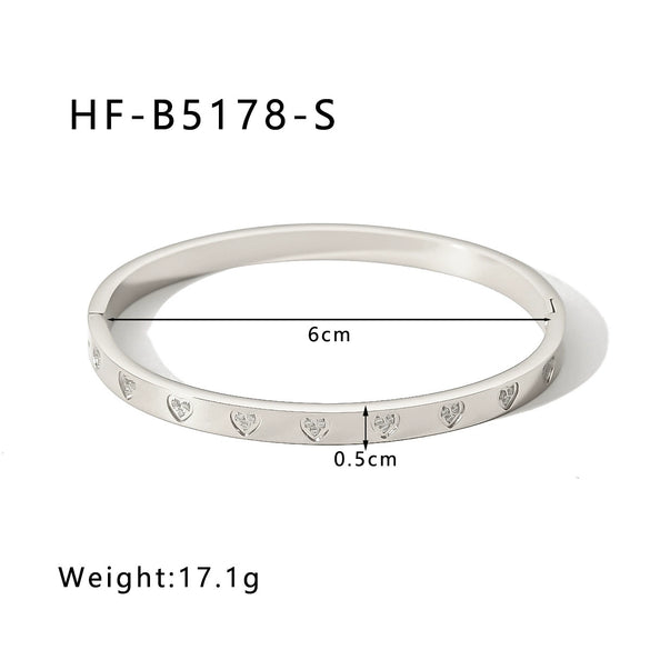Ins Style Stainless Steel Platinumplated Heartshaped Inlaid Zircon Square Diamond Electroplated Bracelet