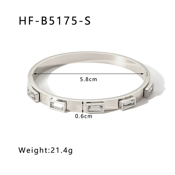 Ins Style Stainless Steel Platinumplated Heartshaped Inlaid Zircon Square Diamond Electroplated Bracelet