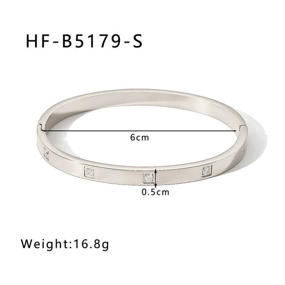 Ins Style Stainless Steel Platinumplated Heartshaped Inlaid Zircon Square Diamond Electroplated Bracelet