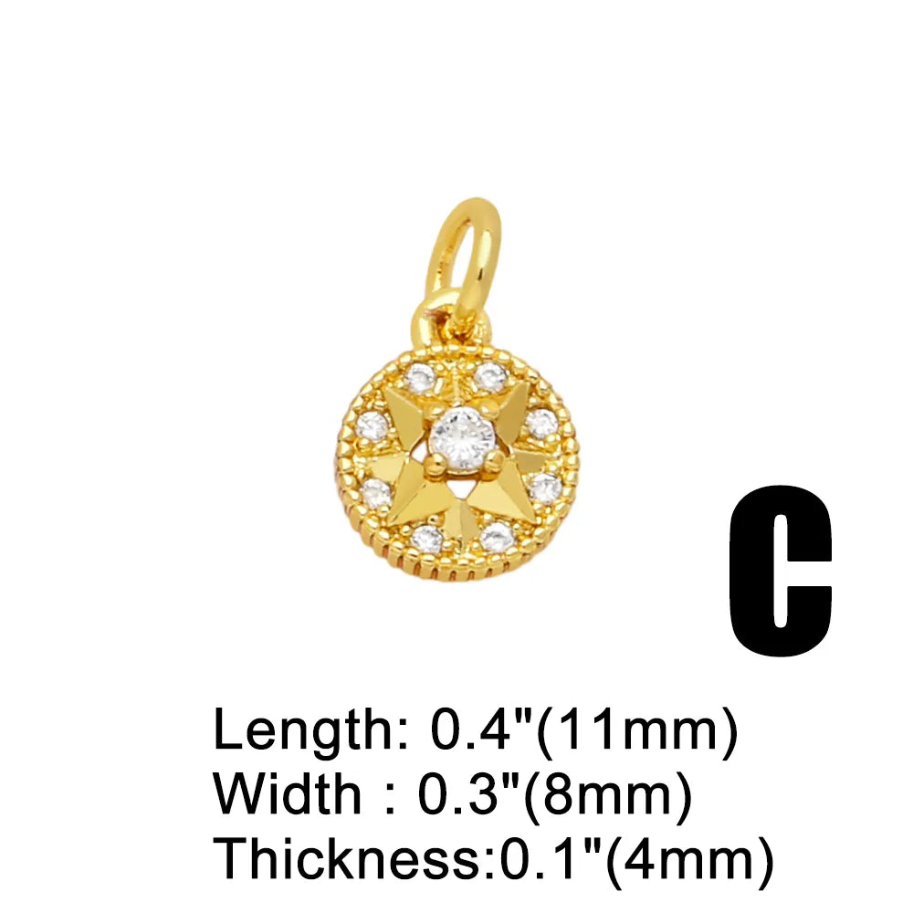 Ins Style Star Moon Copper Plating Inlay Zircon 18k Gold Plated Pendants Jewelry Accessories